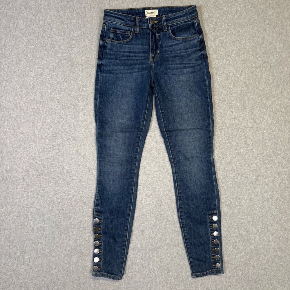 L'Agence Women's Size 24 Buttoned Hem Skinny High Waisted Jeans USA